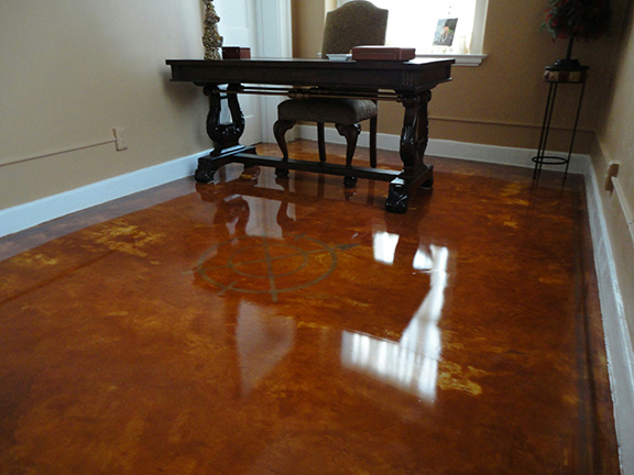 Radiant floor heating system installed in decorative concrete.